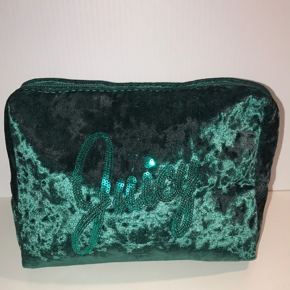 Juicy Couture Handbags - Juicy Couture emerald Green Velvet makeup bag NEW